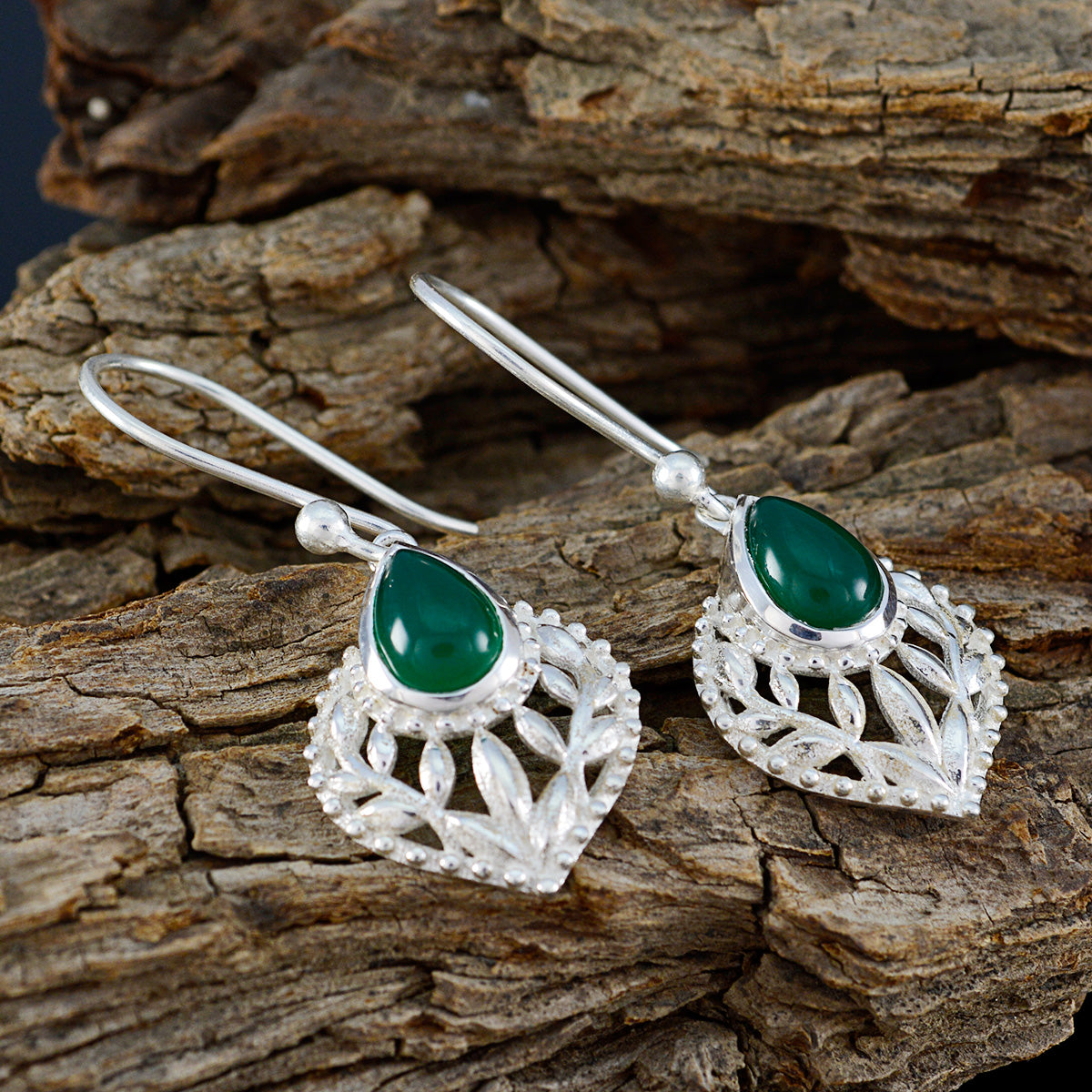 Green-Onyx-French-Katharina-Solitaire-Dangle-Green-92.5-Silver-Earring