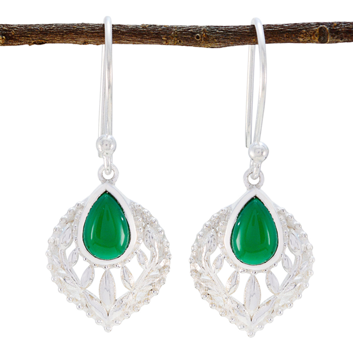 Green-Onyx-French-Katharina-Solitaire-Dangle-Green-92.5-Silver-Earring