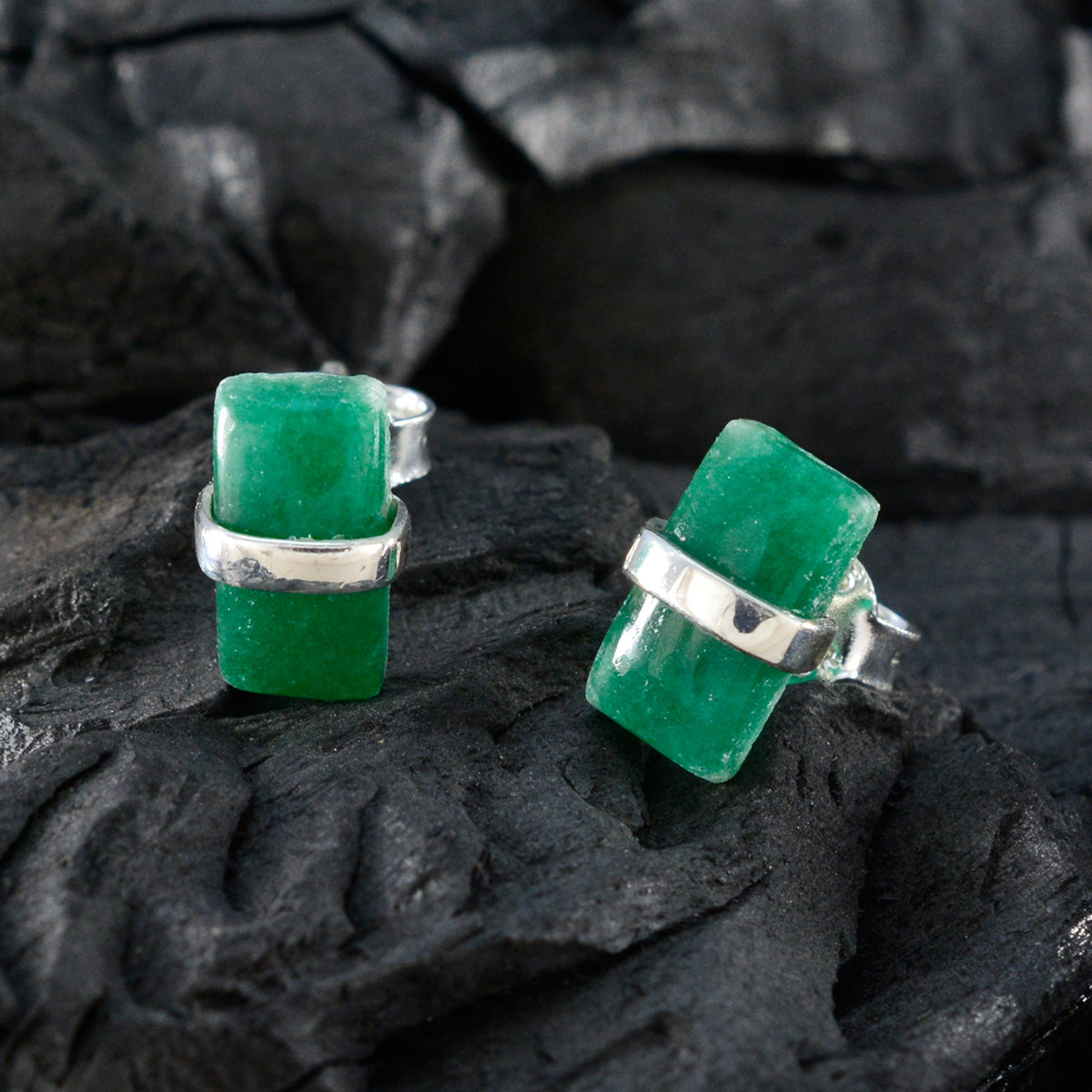 Green-Onyx-Middle-Eastern-Gabriela-Solitaire-Stud-Green-92.5-Silver-Earring