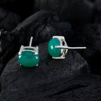 Green-Onyx-Australian-Bruna-Solitaire-Stud-Green-Silver-Earring