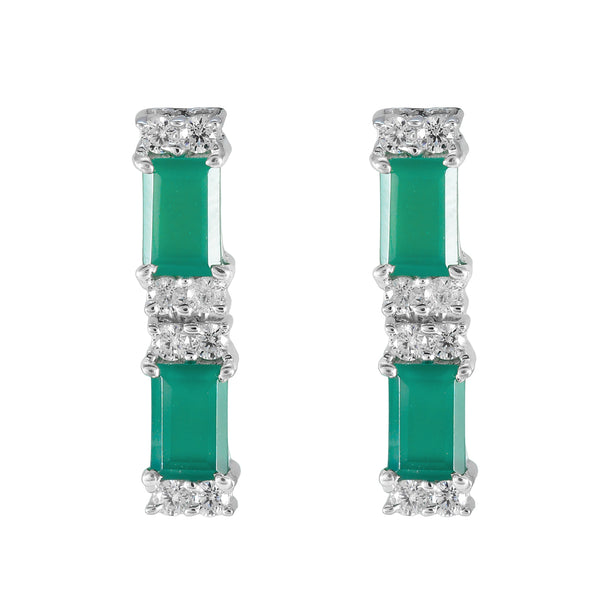 Green-Onyx-German-Paula-multiple-Stud-Green-Sterling-Silver-Earring