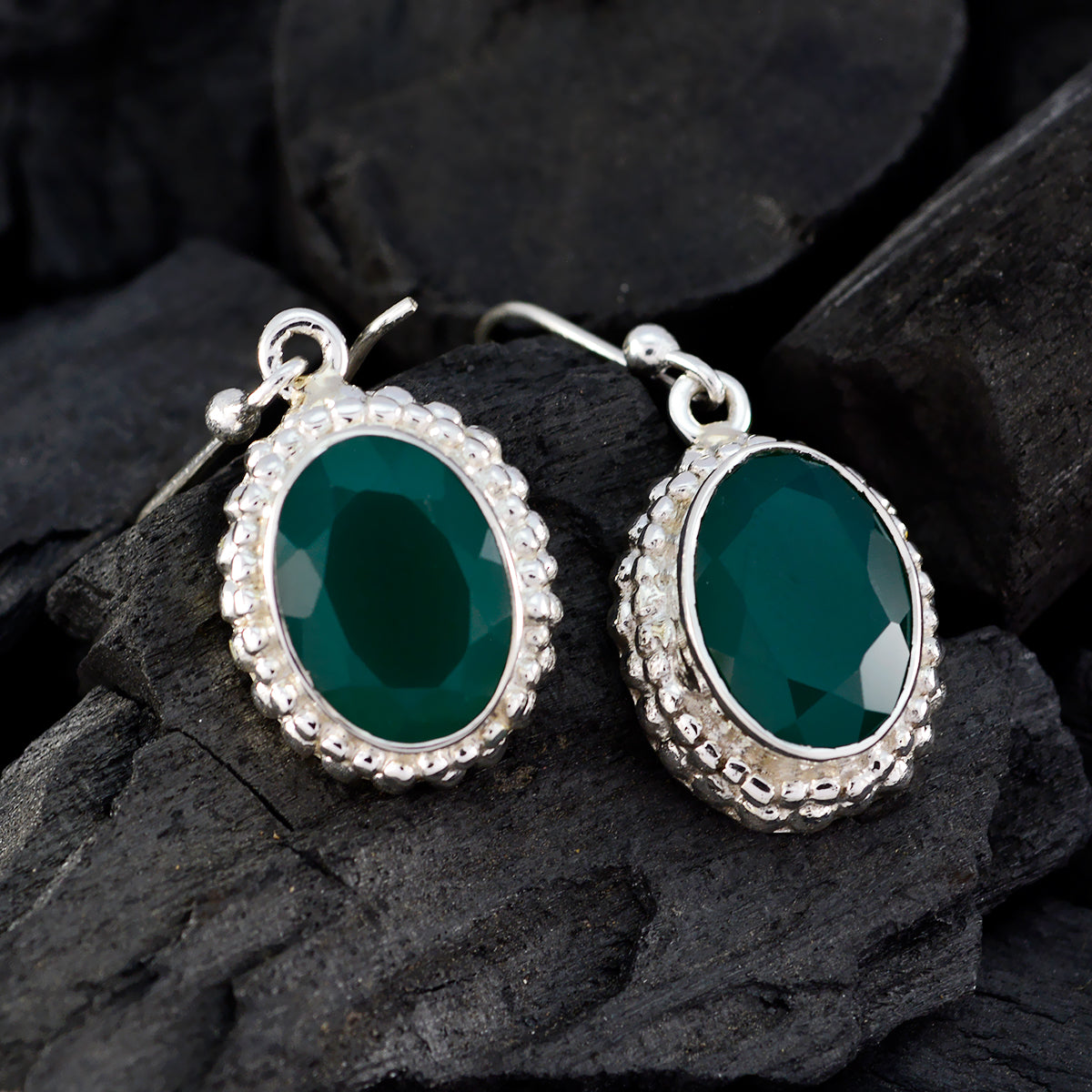 Green-Onyx-Korean-Kennedy-multiple-Dangle-Green-Sterling-Silver-Earring
