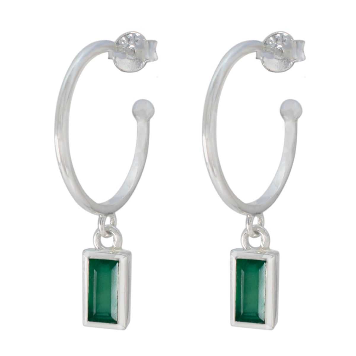 Green-Onyx-Italian-Sofia-Solitaire-Dangle-Green-925-Sterling-Silver-Earring Главное изображение товара