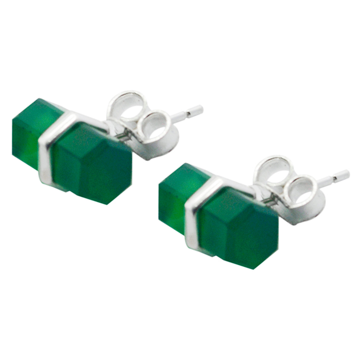 Green Onyx Russian Lorena Solitaire Stud Green 925 Sterling Silver Earring Второстепенное изображение товара