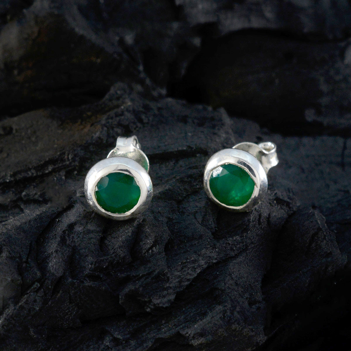 Green-Onyx-Middle-Eastern-Eleanor-Solitaire-Stud-Green-Sterling-Silver-Earring
