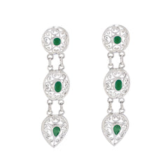 Green-Onyx-Mexican-Florencia-Trilogy-Stud-Green-Silver-Earring