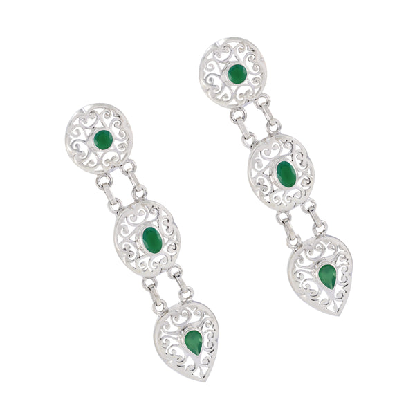 Green-Onyx-Mexican-Florencia-Trilogy-Stud-Green-Silver-Earring