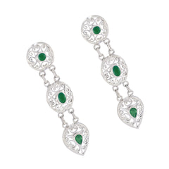 Green-Onyx-Mexican-Florencia-Trilogy-Stud-Green-Silver-Earring