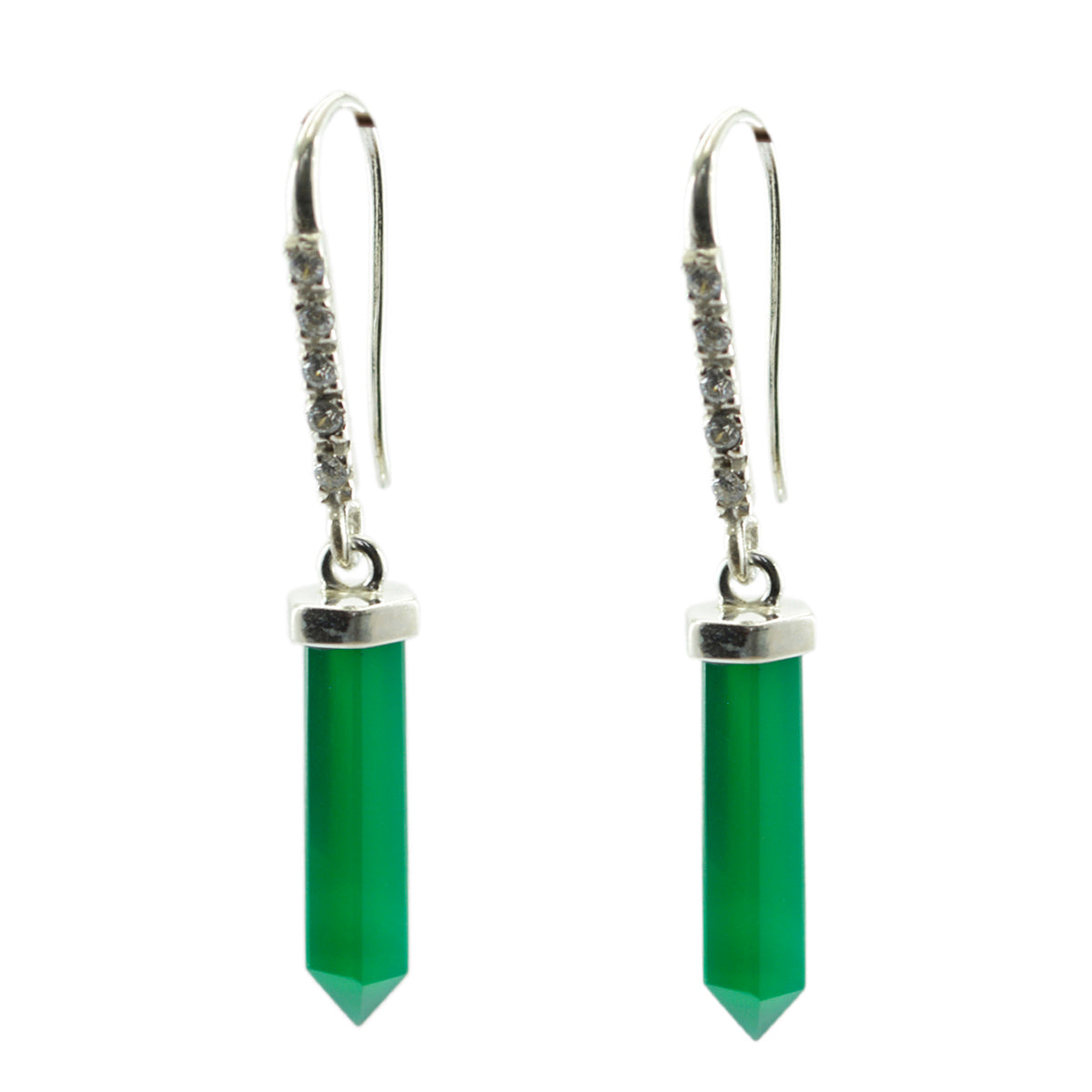Green-Onyx-Moroccan-Lourdes-multiple-Dangle-Green-92.5-Silver-Earring Главное изображение товара
