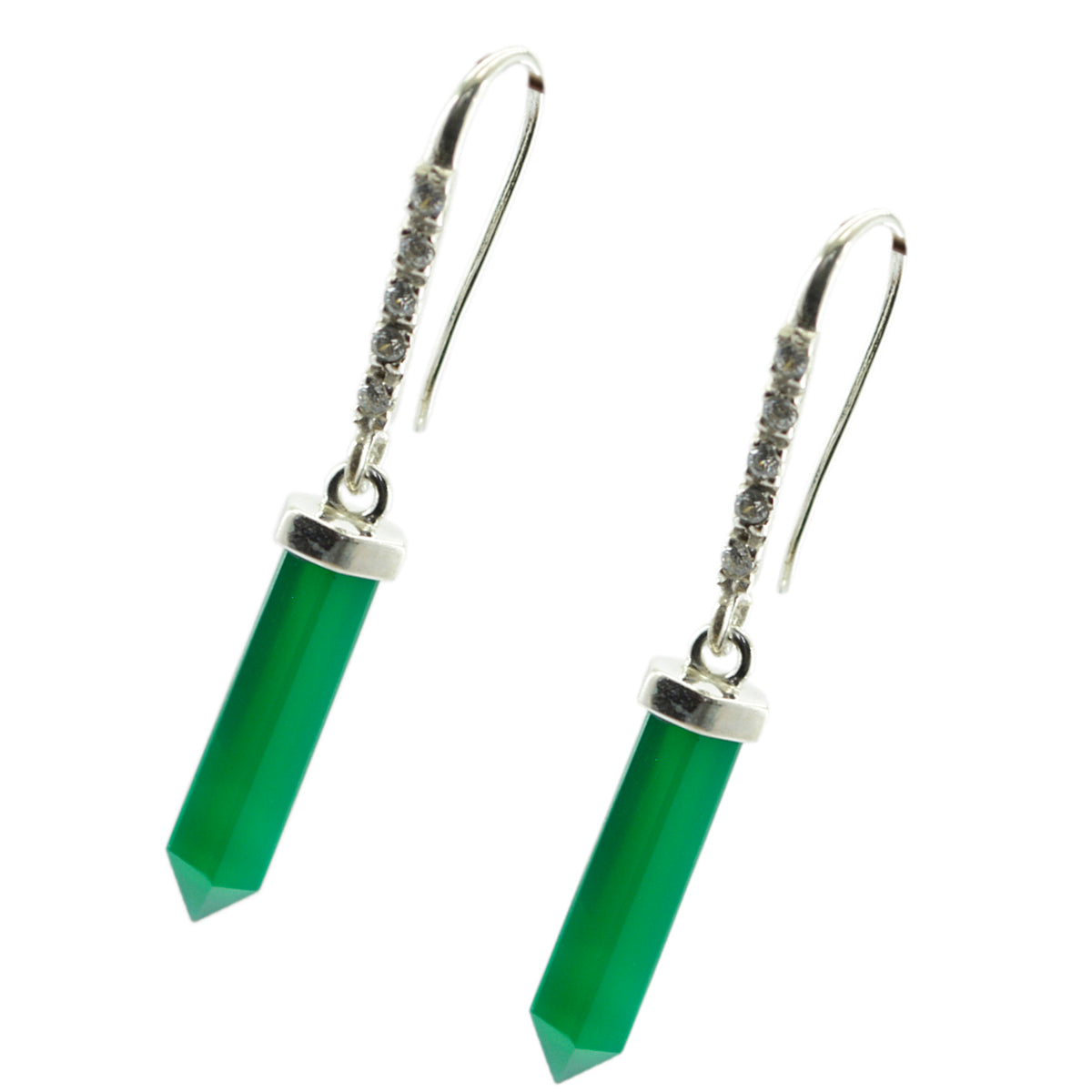 Green Onyx Moroccan Lourdes multiple Dangle Green 92.5 Silver Earring Второстепенное изображение товара