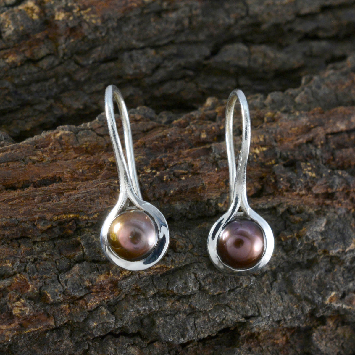 Grey-Pearl-Egyptian-Victoria-Solitaire-Dangle-Gray-925-Sterling-Silver-Earring