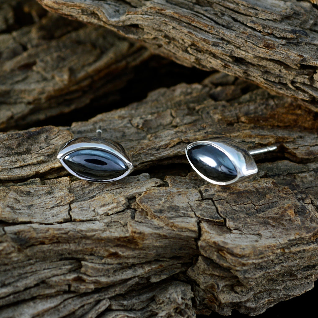 Gunmetal-Korean-María-Solitaire-Stud-Gray-925-Silver-Earring