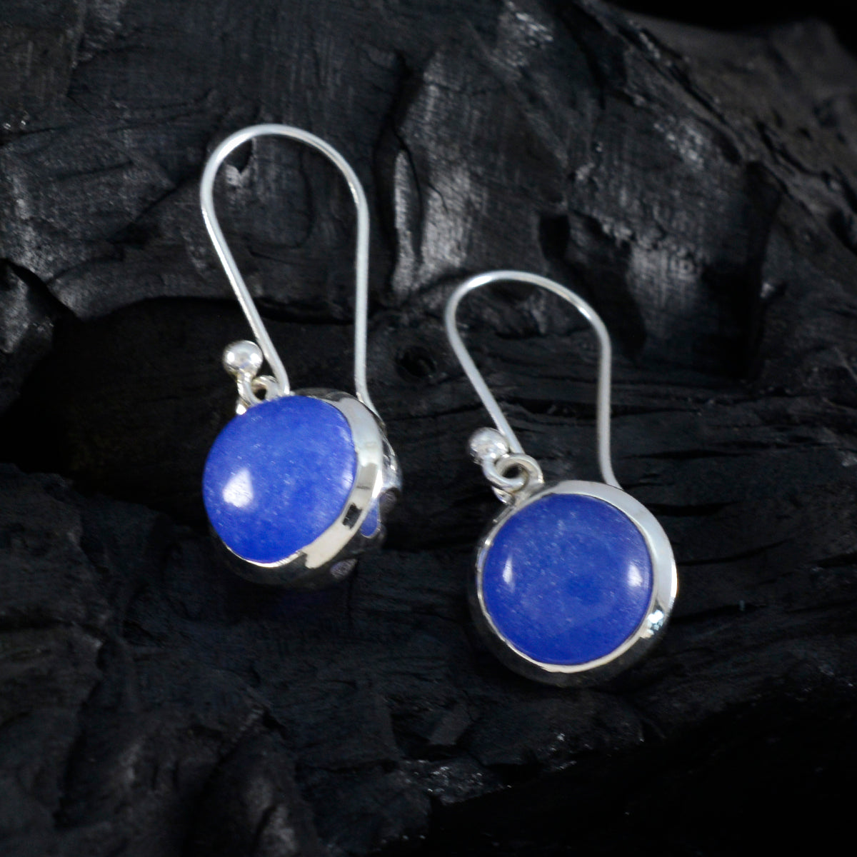 Pendiente colgante de plata de ley azul con múltiples lunas turcas y zafiro azul indio Imagen secundaria del producto