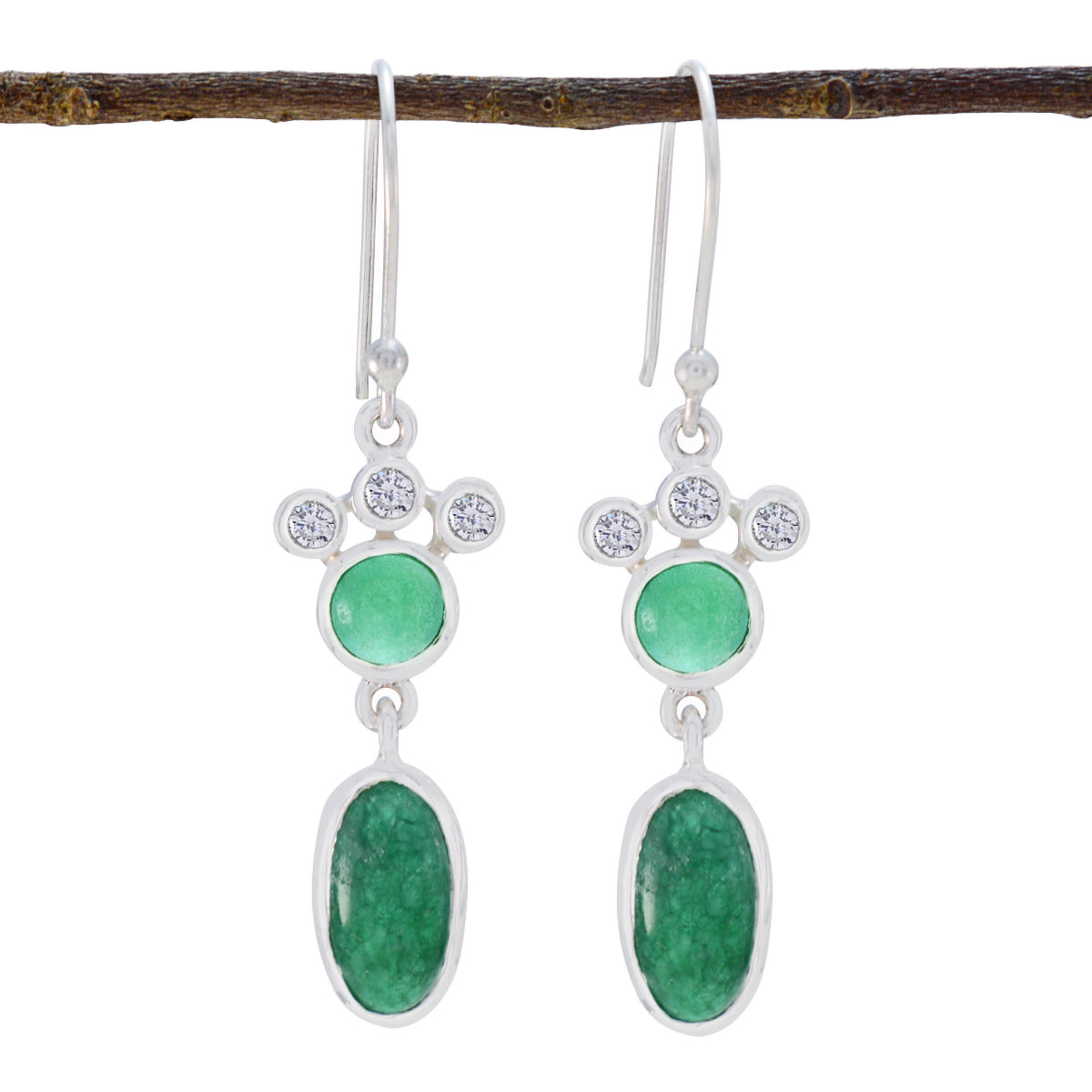Indian-Emerald-Russian-Hina-Toi-et-Moi-Dangle-Green-92.5-Silver-Earring