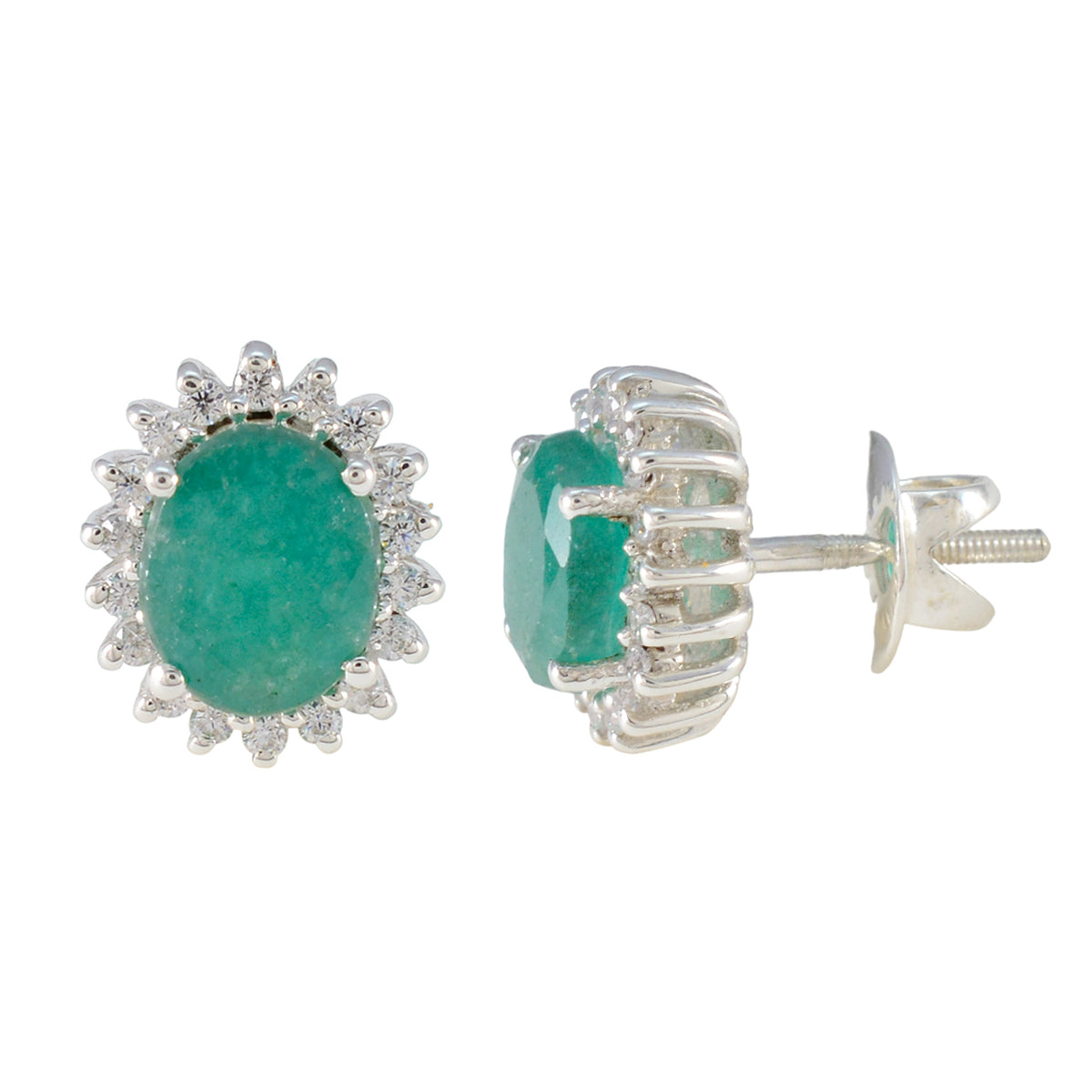 Emerald-CZ-Mexican-Milagros-multiple-Stud-Green-Sterling-Silver-Earring