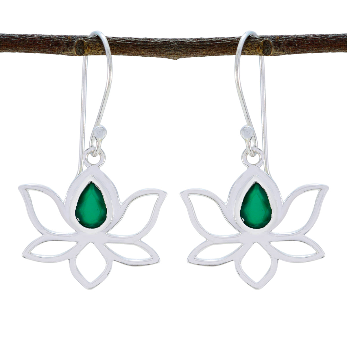 Indian-Emerald-Spanish-Patricia-Solitaire-Dangle-Green-925-Sterling-Silver-Earring Huvudsaklig produktbild