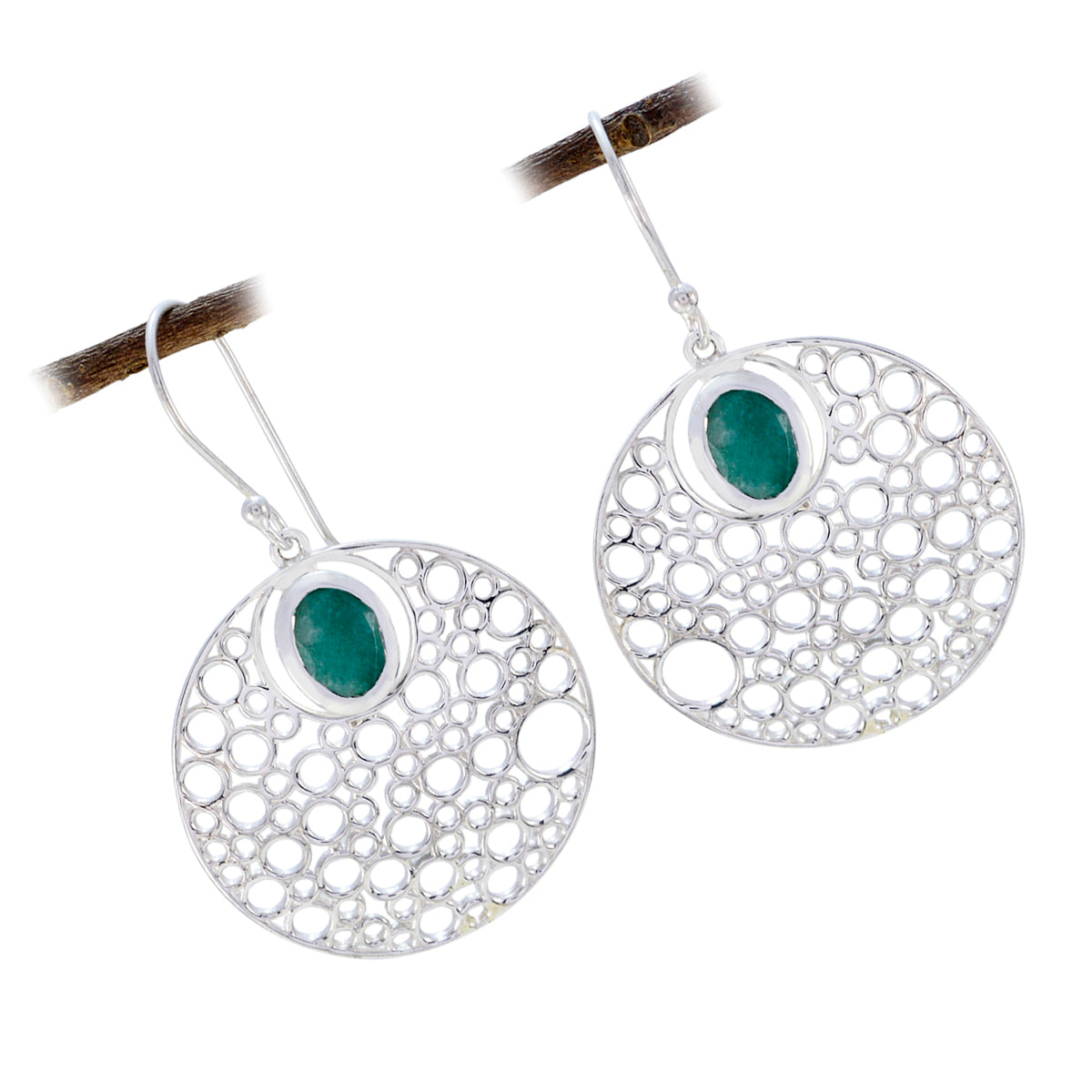 Indian-Emerald-Latin-American-Paula-Solitaire-Dangle-Green-925-Silver-Earring