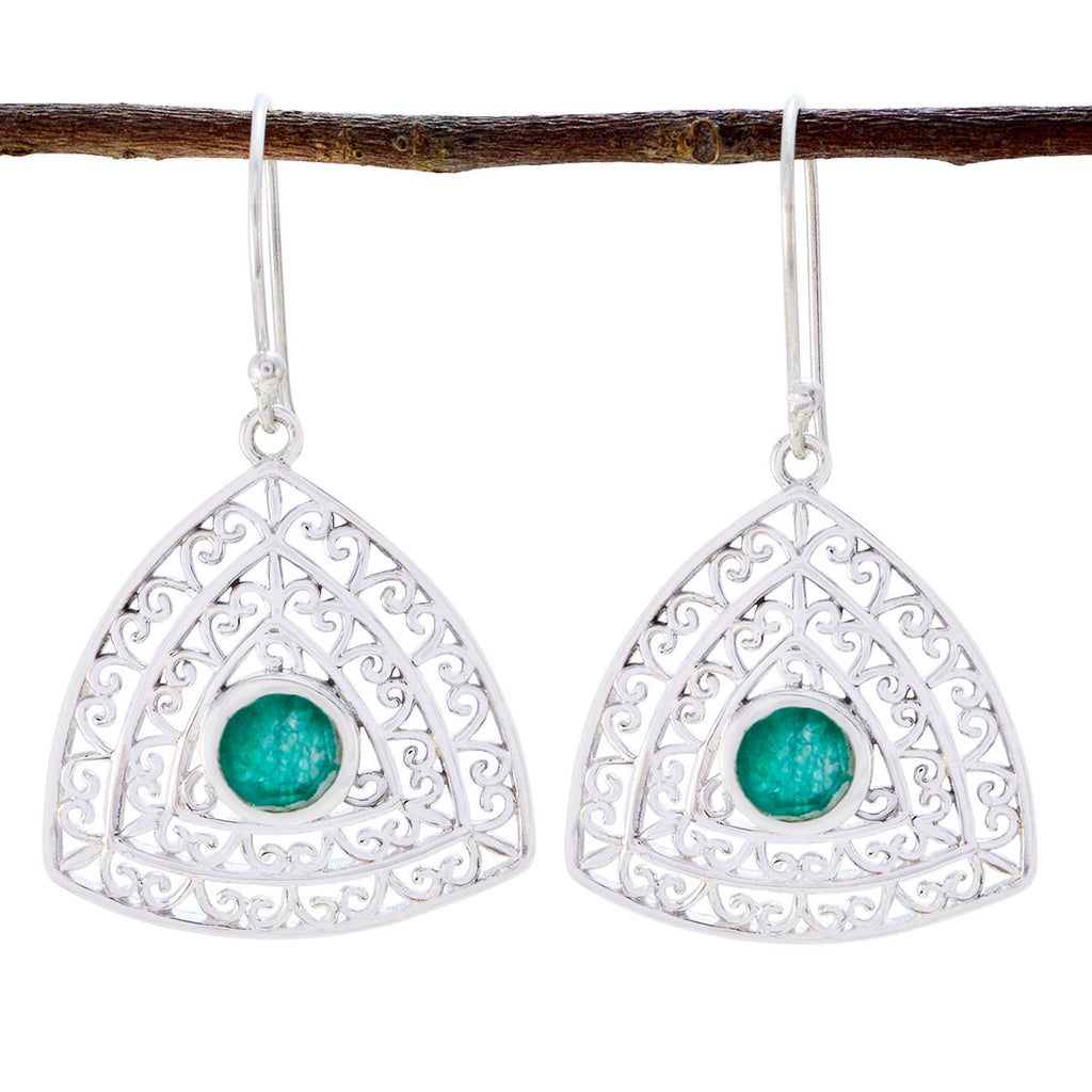 Indian-Emerald-French-Pilar-Solitaire-Dangle-Green-Silver-Earring