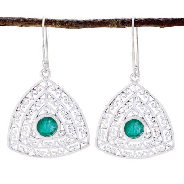 Indian-Emerald-French-Pilar-Solitaire-Dangle-Green-Silver-Earring