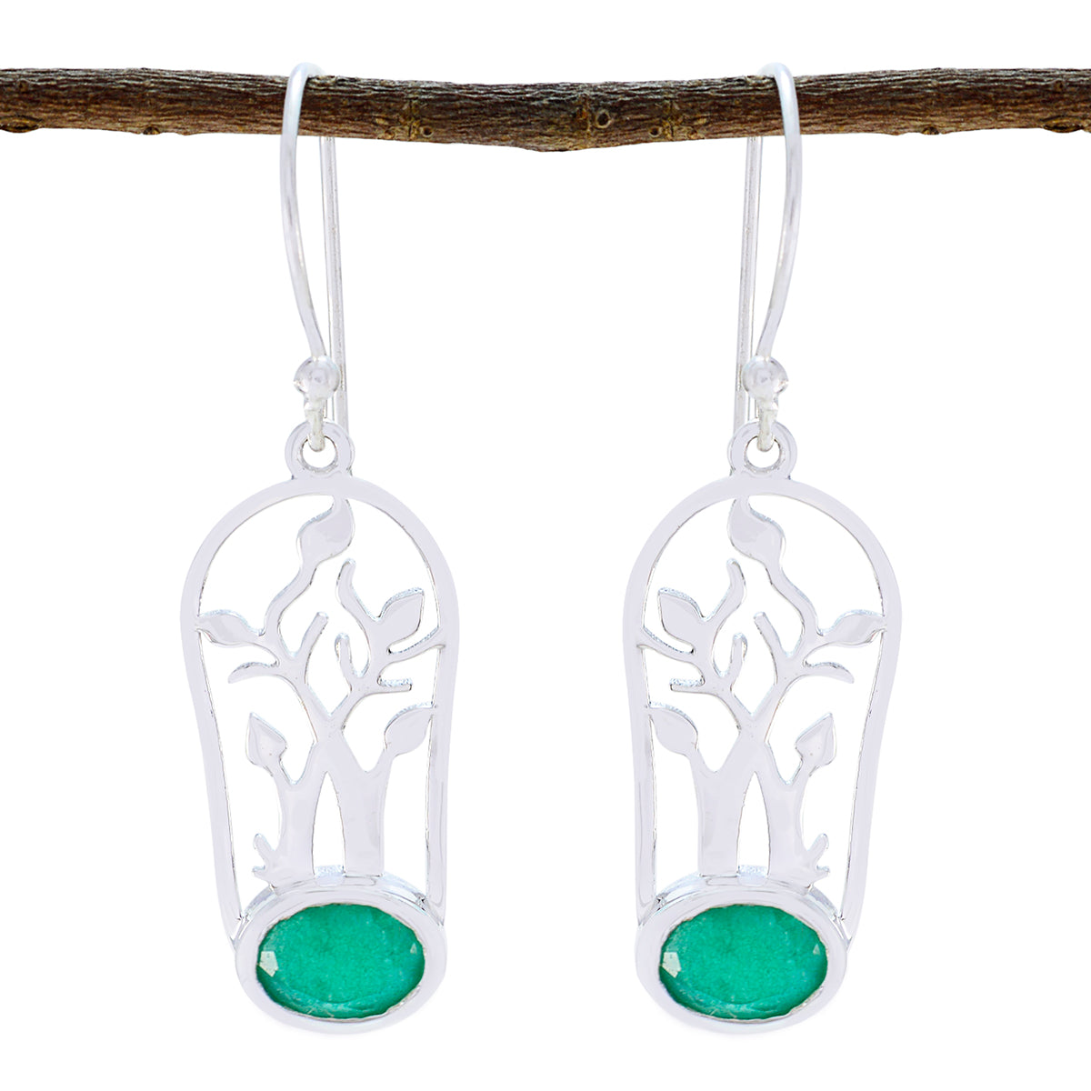 Indian-Emerald-Turkish-Savannah-Solitaire-Dangle-Green-92.5-Silver-Earring