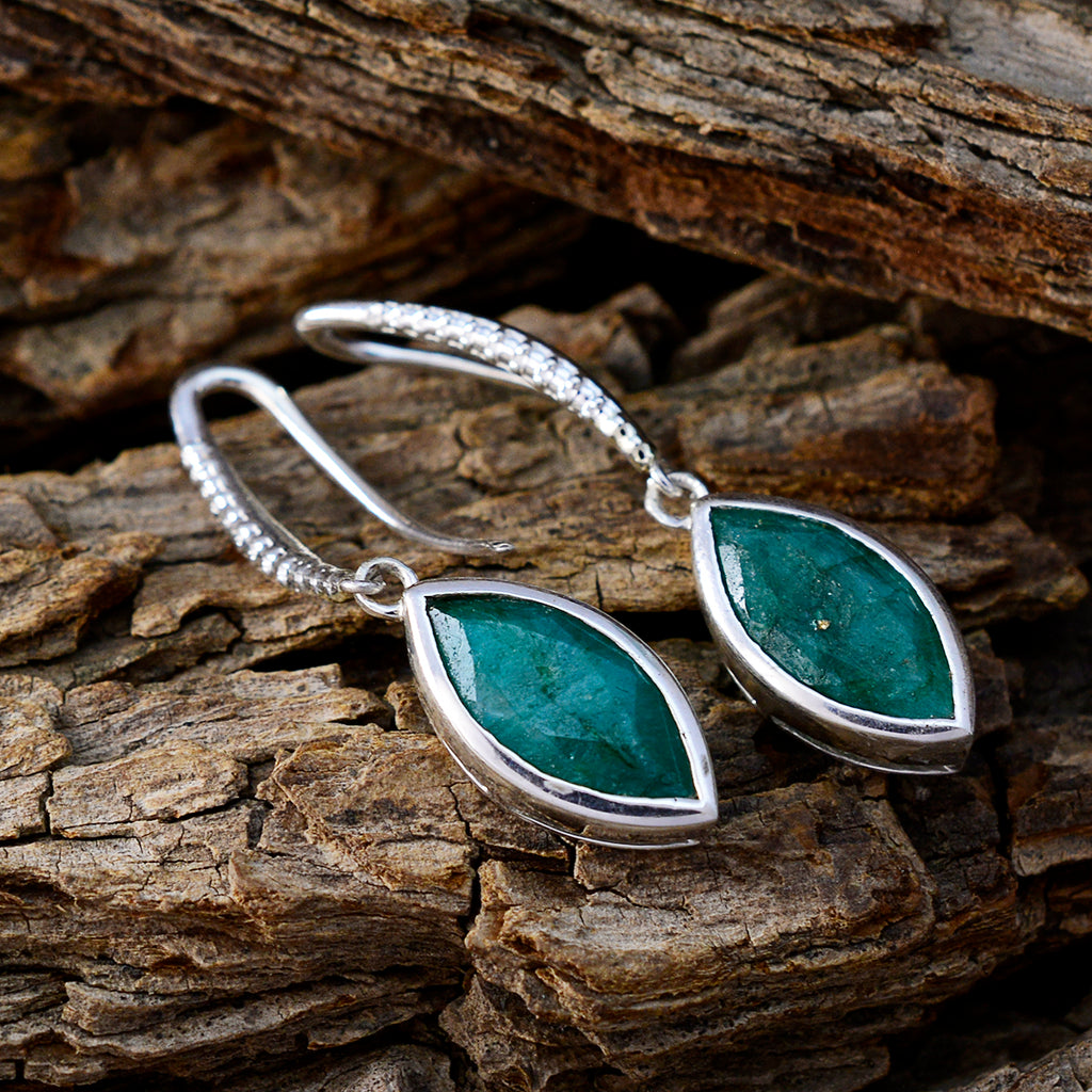 Indian-Emerald-Russian-Rosa-Solitaire-Dangle-Green-925-Sterling-Silver-Earring