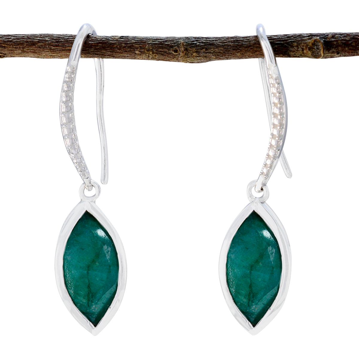 Indian-Emerald-Russian-Rosa-Solitaire-Dangle-Green-925-Sterling-Silver-Earring Главное изображение товара