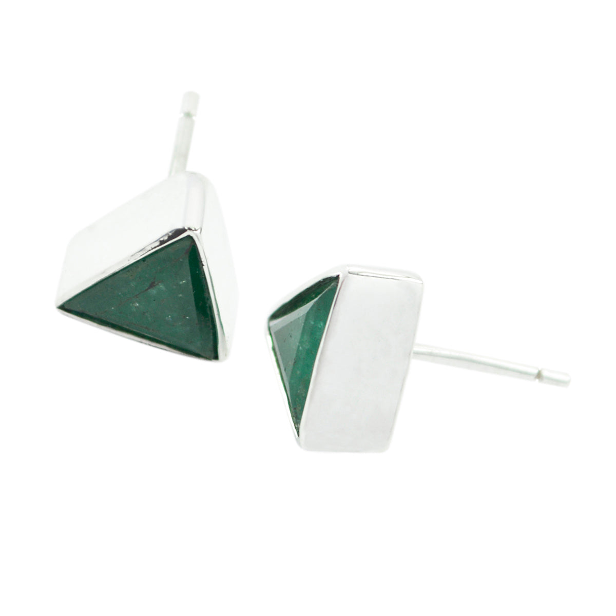 Indian Emerald Korean Valentina Solitaire Stud Green 92.5 Silver Earring Второстепенное изображение товара