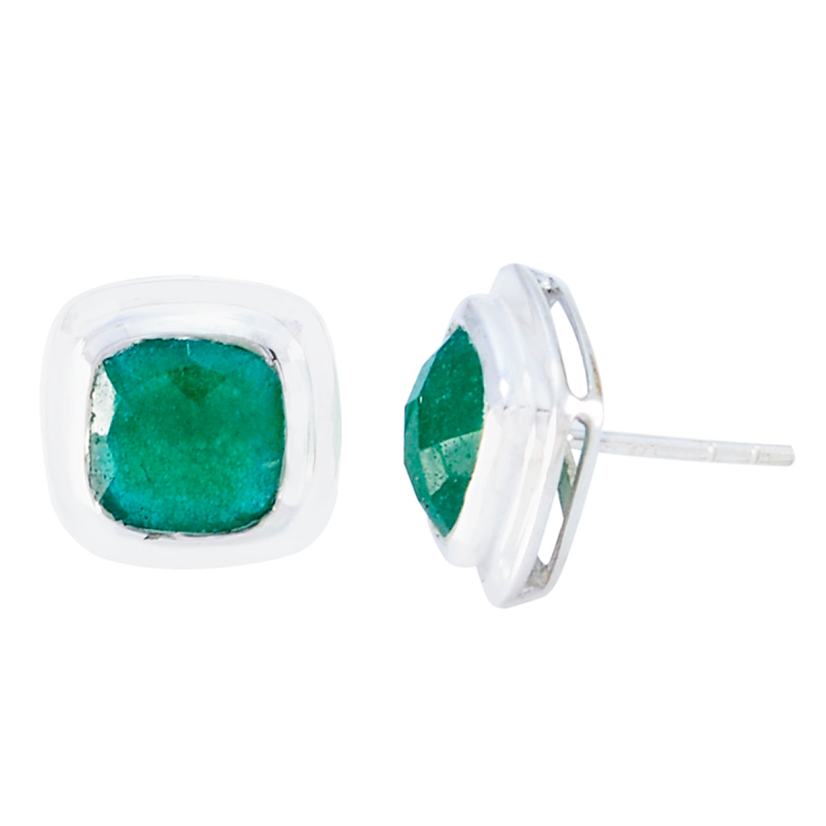 Indian-Emerald-Japanese-Victoria-Solitaire-Stud-Green-Sterling-Silver-Earring メイン画像
