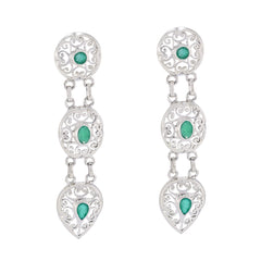 Indian-Emerald-Australian-Gabriela-Trilogy-Stud-Green-Sterling-Silver-Earring