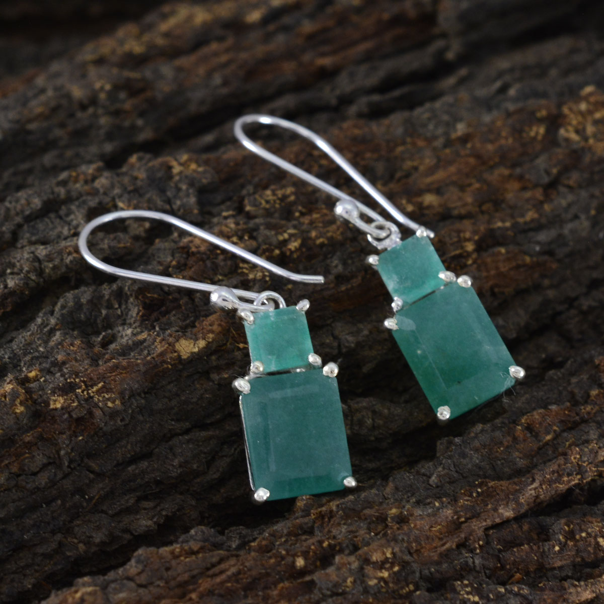 Indian-Emerald-American-Sara-Toi-et-Moi-Dangle-Green-925-Silver-Earring