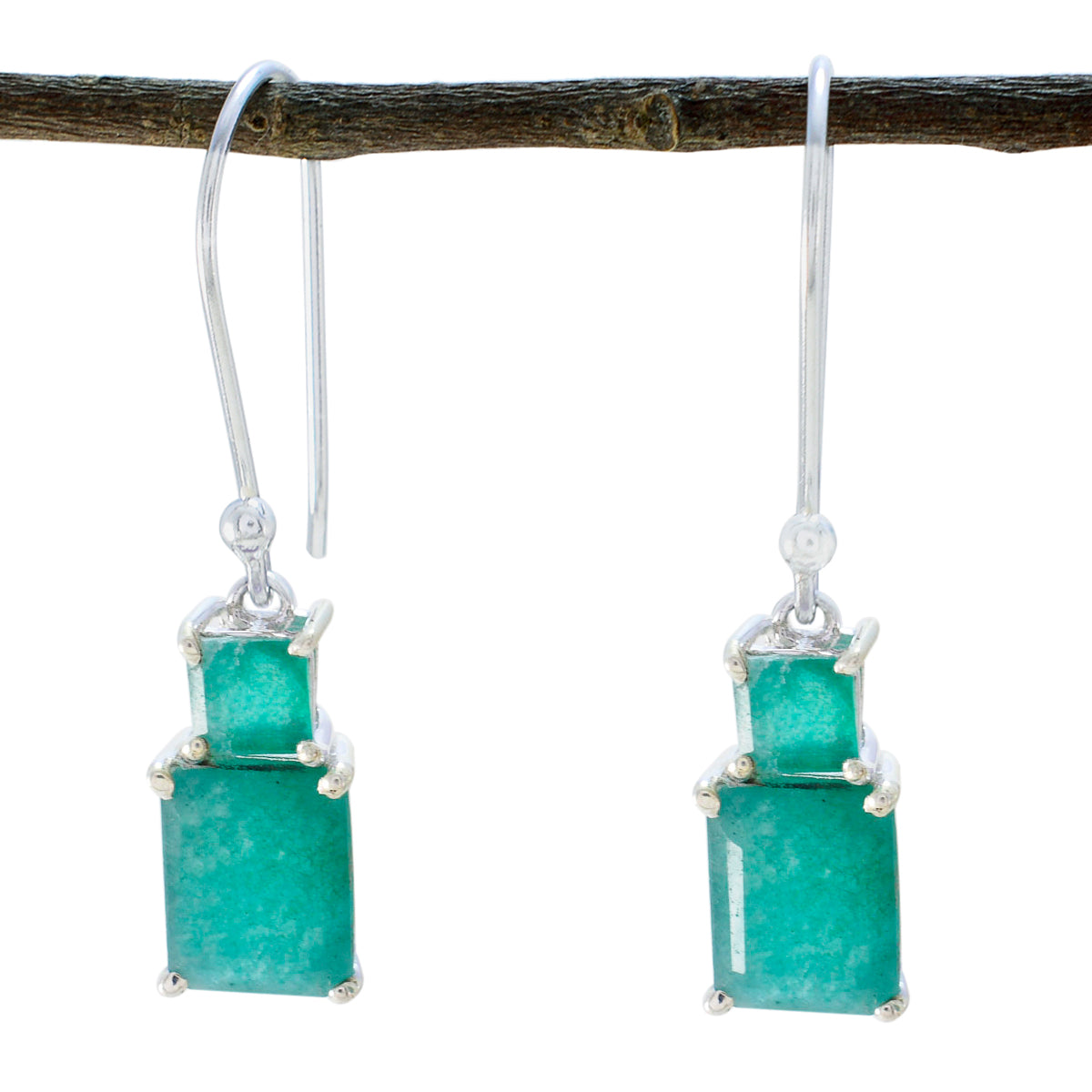 Indian-Emerald-American-Sara-Toi-et-Moi-Dangle-Green-925-Silver-Earring