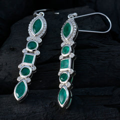 Indian-Emerald-Turkish-Aaliyah-multiple-Dangle-Green-925-Sterling-Silver-Earring