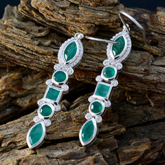 Indian-Emerald-Turkish-Aaliyah-multiple-Dangle-Green-925-Sterling-Silver-Earring