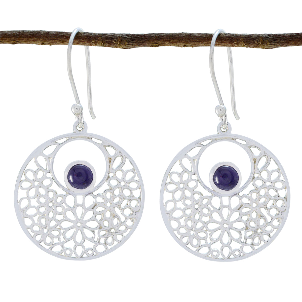 Iolite-Spanish-Alice-Solitaire-Dangle-Blue-Sterling-Silver-Earring