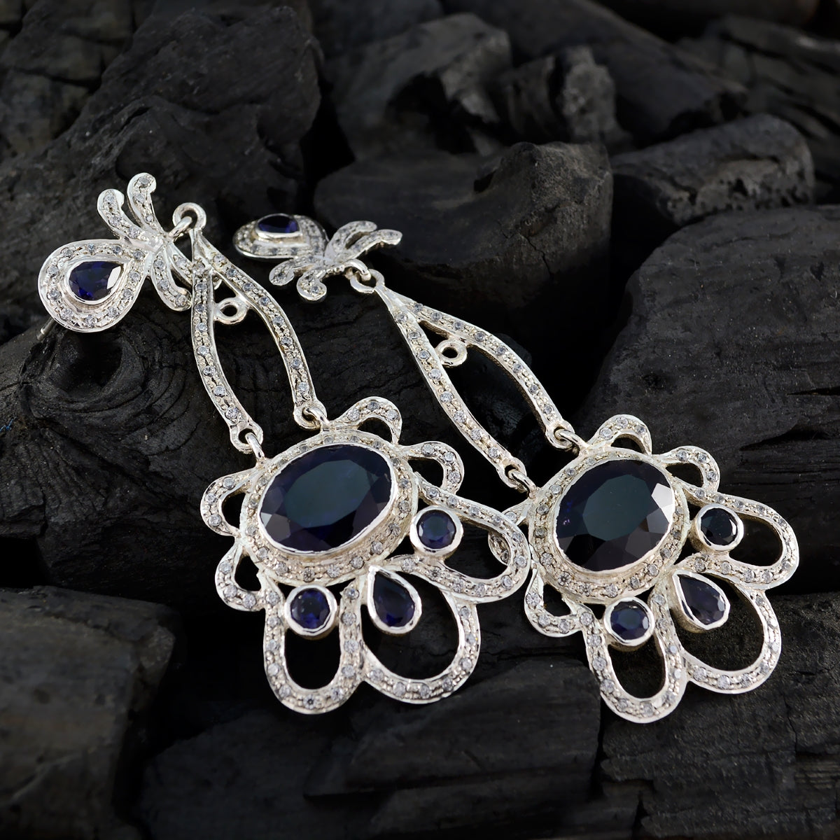Iolite-Indian-Ayesha-multiple-Dangle-Blue-925-Silver-Earring