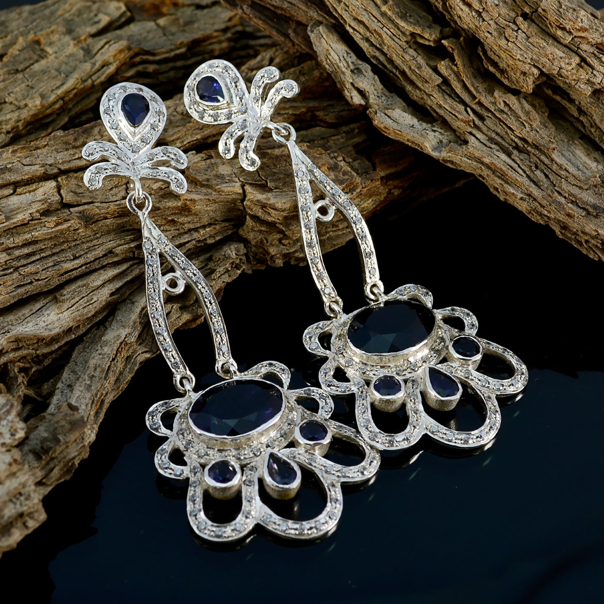 Iolite-Indian-Ayesha-multiple-Dangle-Blue-925-Silver-Earring