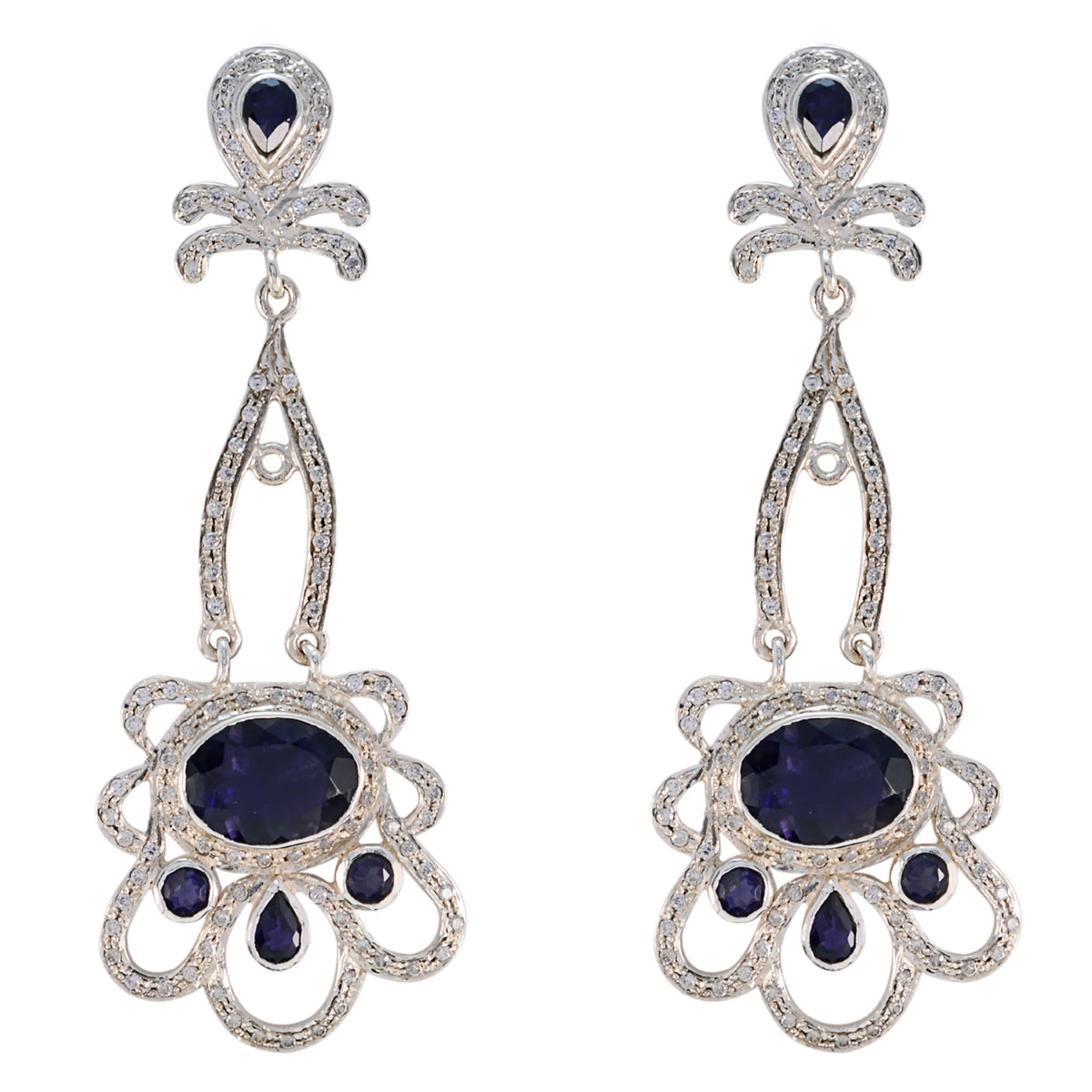 Iolite-Indian-Ayesha-multiple-Dangle-Blue-925-Silver-Earring Главное изображение товара