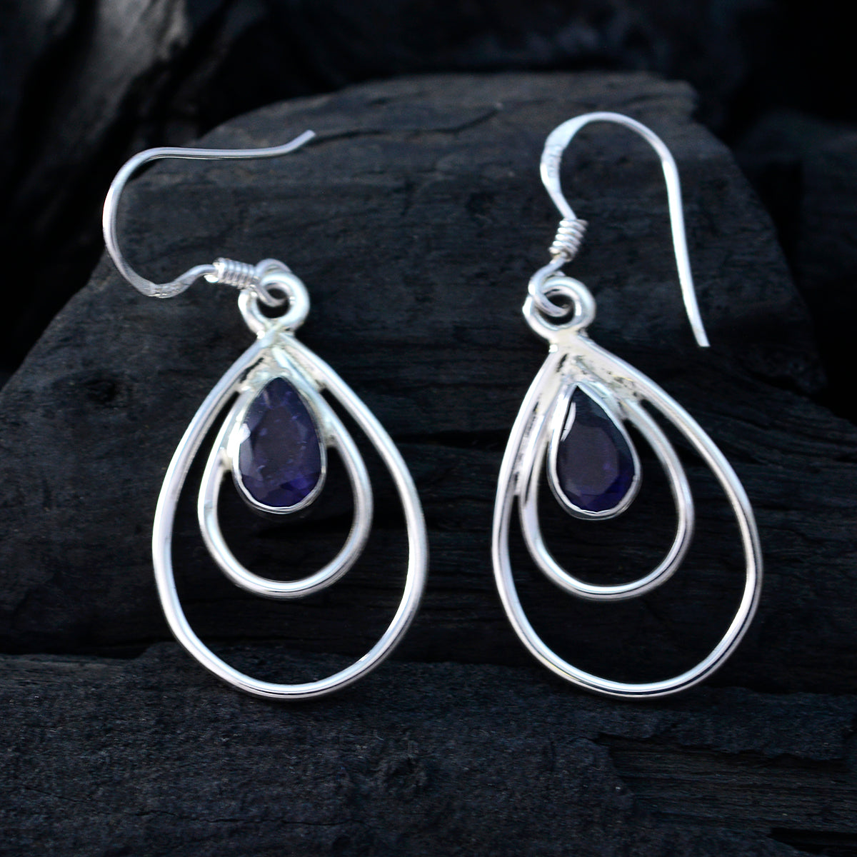 Iolite-Moroccan-Aurora-multiple-Dangle-Blue-925-Sterling-Silver-Earring