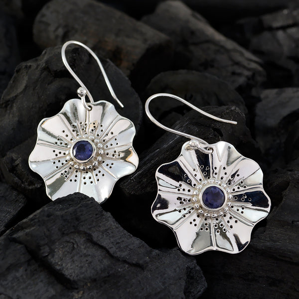 Iolite-German-Alice-Solitaire-Dangle-Blue-92.5-Silver-Earring