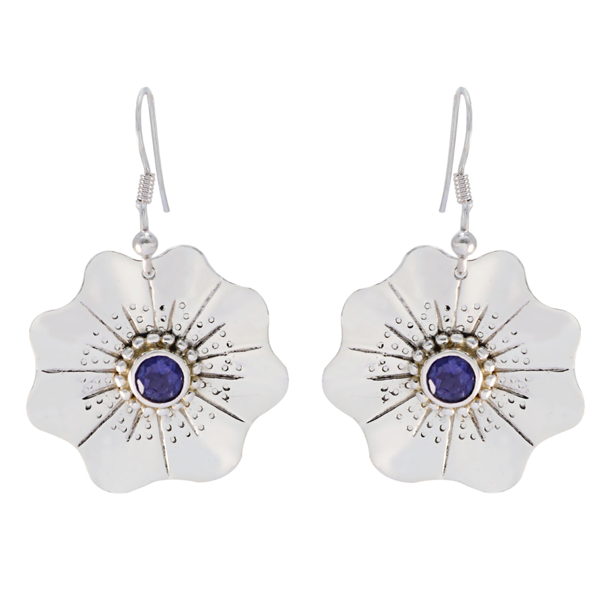 Iolite-German-Alice-Solitaire-Dangle-Blue-92.5-Silver-Earring