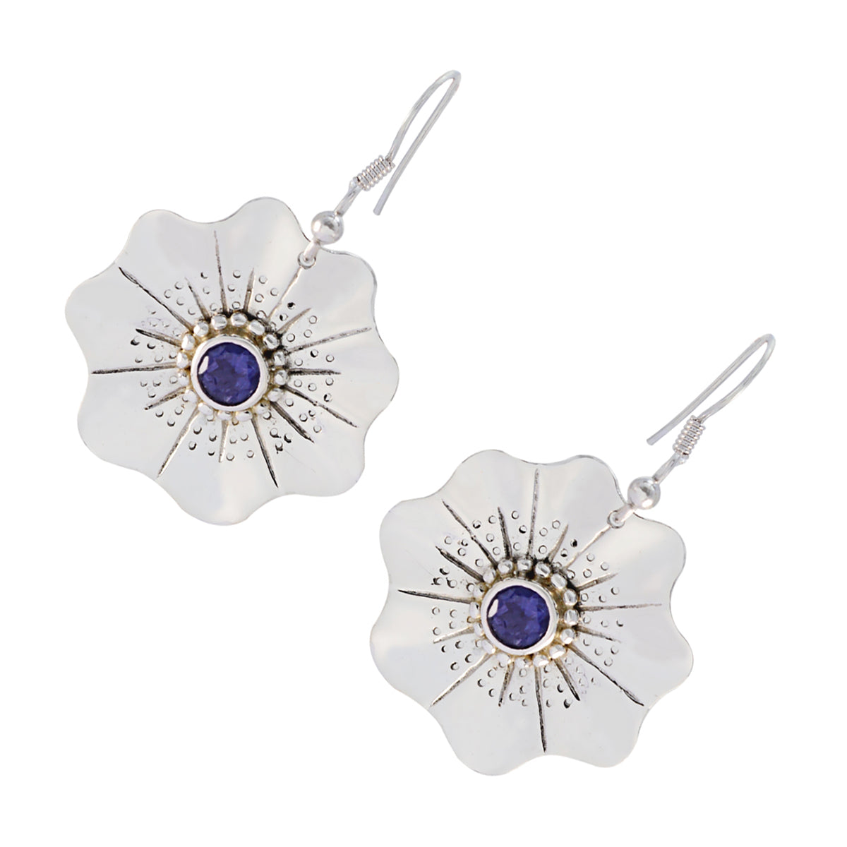 Iolite-German-Alice-Solitaire-Dangle-Blue-92.5-Silver-Earring