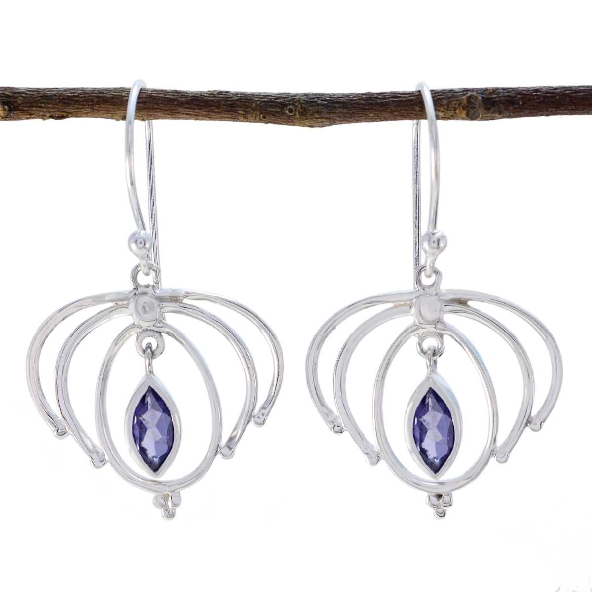 Iolite-German-Hanna-Solitaire-Dangle-Blue-925-Sterling-Silver-Earring Huvudsaklig produktbild