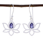 Iolite-Korean-Inès-Solitaire-Dangle-Blue-Silver-Earring