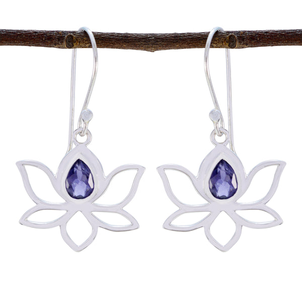 Iolite-Korean-Inès-Solitaire-Dangle-Blue-Silver-Earring