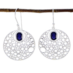 Iolite-Korean-Bella-Solitaire-Dangle-Blue-92.5-Silver-Earring