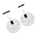 Iolite-Korean-Bella-Solitaire-Dangle-Blue-92.5-Silver-Earring