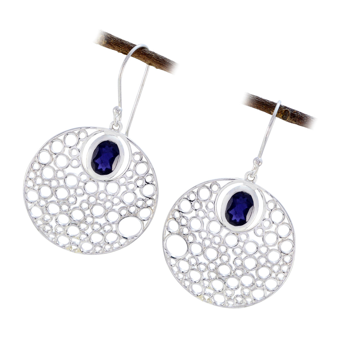 Iolite-Korean-Bella-Solitaire-Dangle-Blue-92.5-Silver-Earring