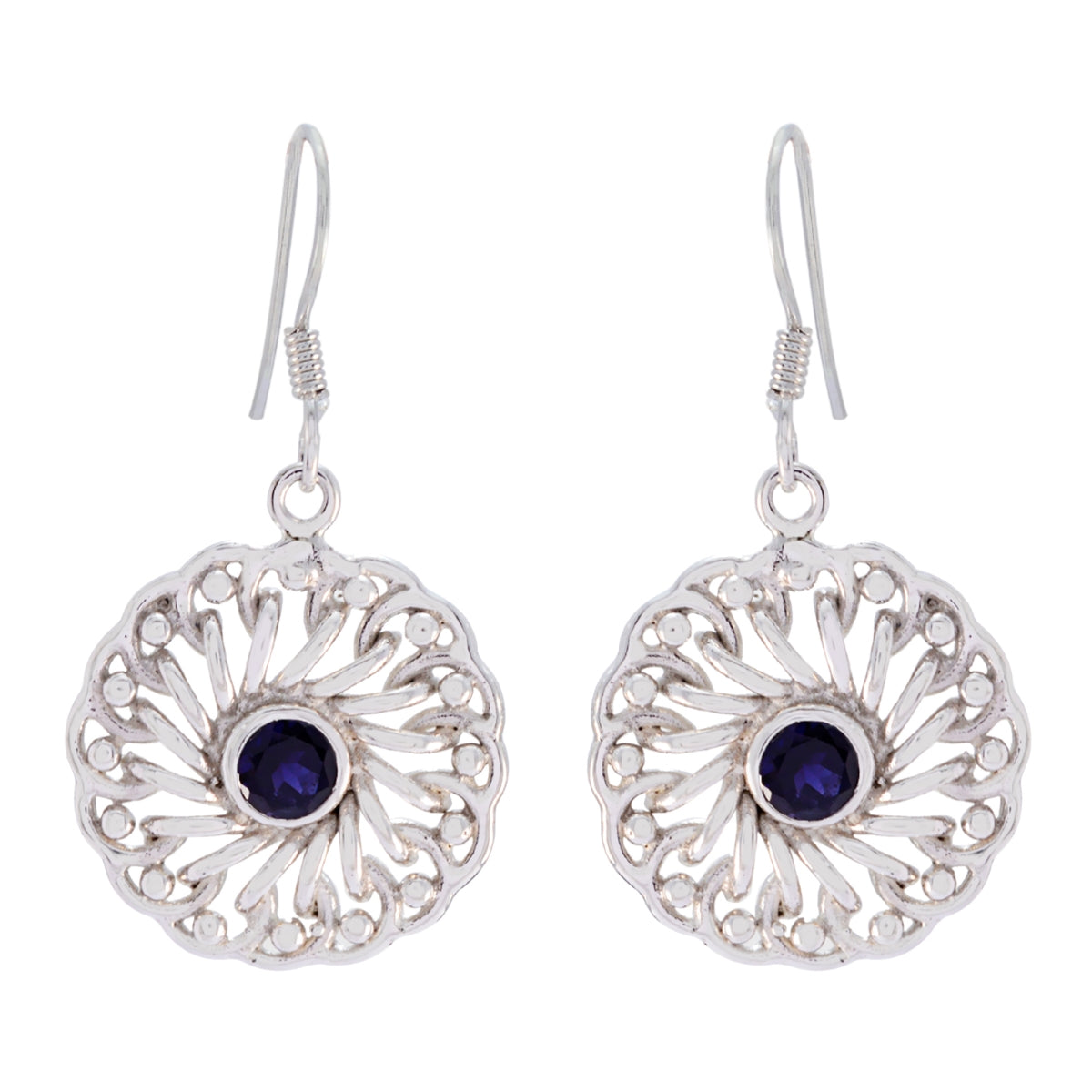 Iolite-Italian-Camilla-Solitaire-Dangle-Blue-Silver-Earring Imagen principal del producto