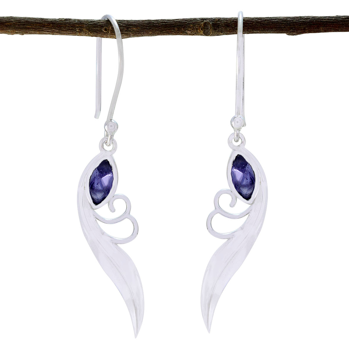Iolite-Middle-Eastern-Charlotte-Solitaire-Dangle-Blue-925-Silver-Earring
