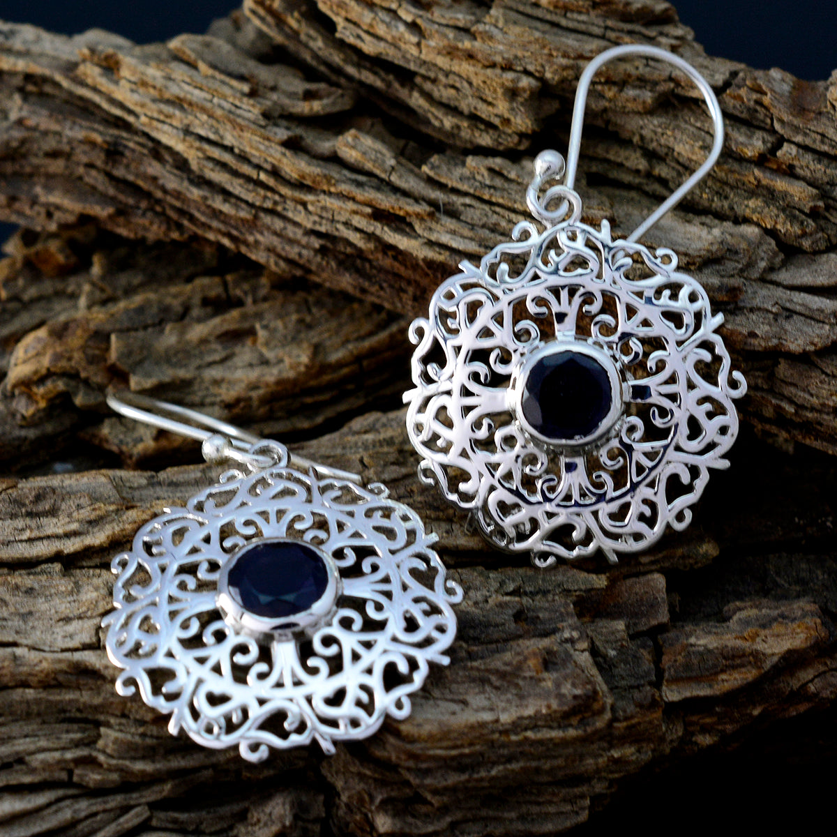 Iolite-Spanish-Mia-Solitaire-Dangle-Blue-925-Silver-Earring